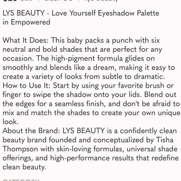 NWT - LYS BEAUTY - Love Yourself Eyeshadow Palette in Empowered - Picture 3 of 3